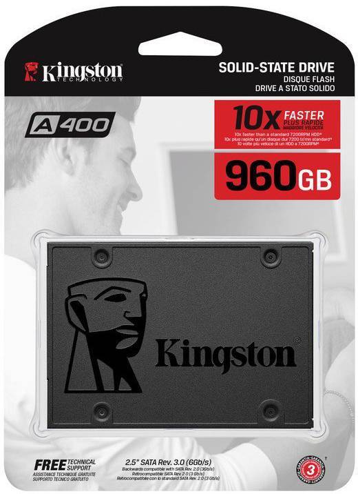 Твердотельный диск 960GB Kingston SSD A400 Series  2.5", SATA III, [R/W - 500/450 MB/s]