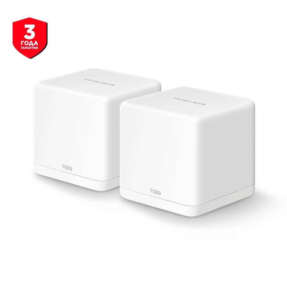 Беспроводной маршрутизатор Mercusys - Halo H30G, 2.4/5 ГГц, 867Мб/с, IEEE 802.11 a/b/g/n/ac, 1x RJ-45, 1 Гб/с, Mesh (2-pack), Белый, HALO H30G(2-PACK)