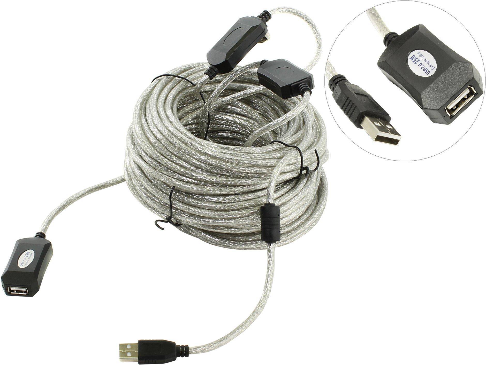 Кабель-адаптер USB2.0-repeater, удлинительный активный <Am-->Af> 25м Aopen