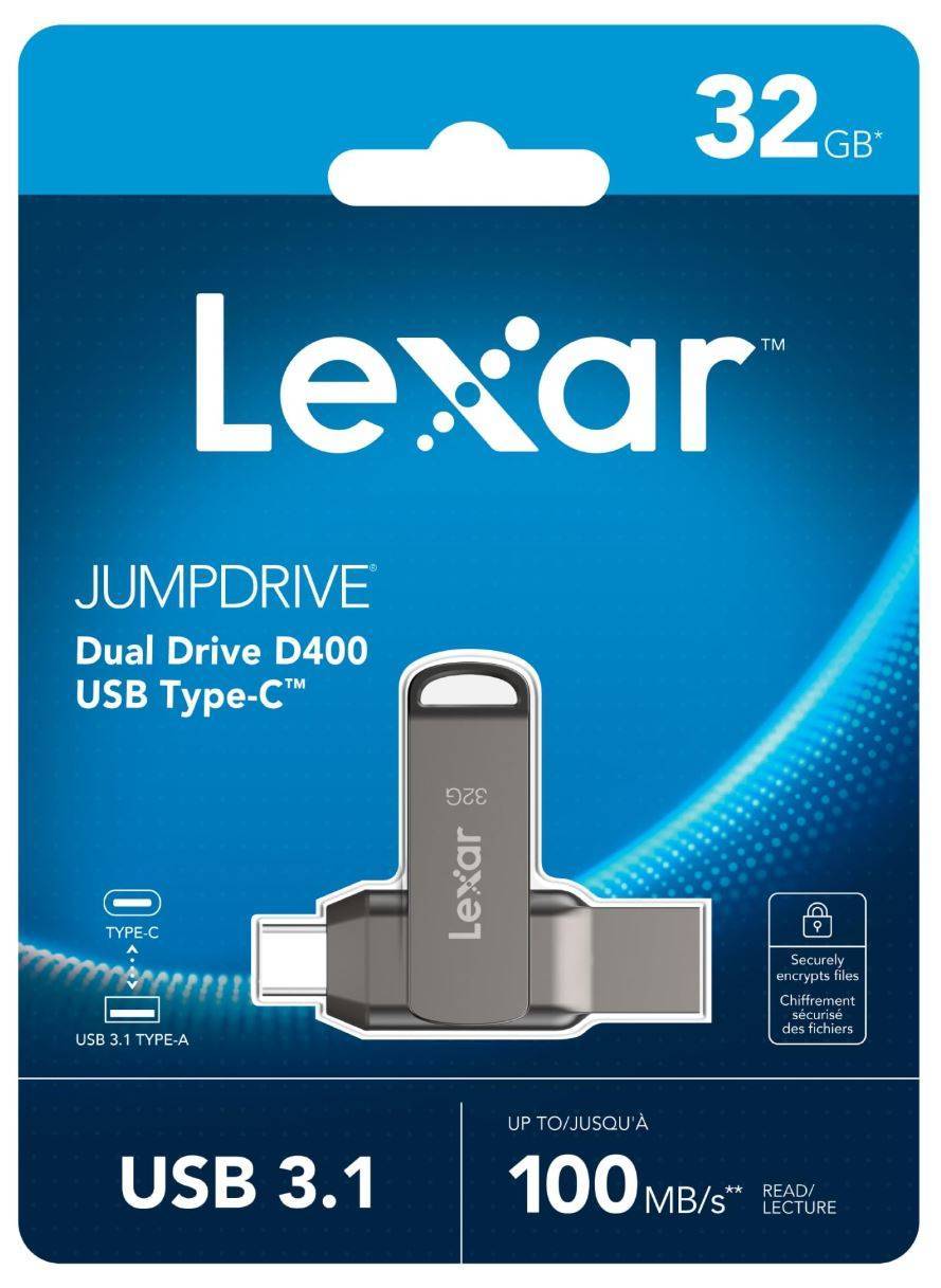 LJDD400032G-BNQNG Флеш накопитель 32GB Lexar 2-in-1 USB 3.1 USB C, OTG, USB 3.1/Type-C, металл/пластик,  100  MB/s