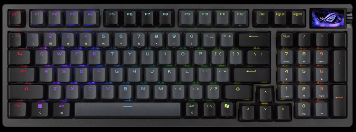 90MP040H-BKRA00 Клавиатура ASUS M901 ROG AZOTH 96 HE, Wired, 2.4GHz RF, Bluetooth 5.1, 96%, ABS,  RGB Lighting, Black
