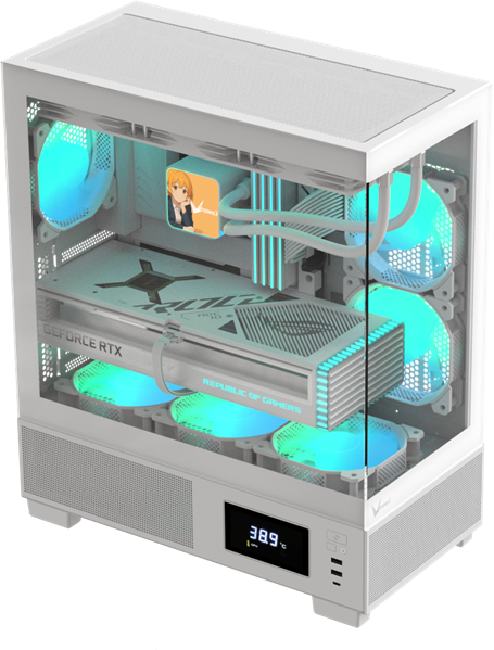 Корпус Formula V Line Crystal E1 White, ATX, TYPE-C*1, USB3.0*2, Switch Display Panel