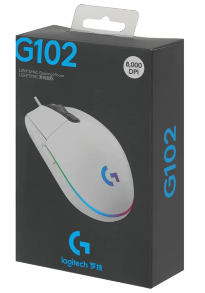 Мышь Logitech Gaming Mouse G102 LIGHTSYNC, 8000dpi, White, CN, [910-005809]