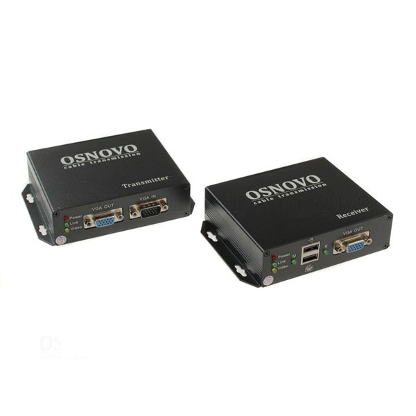 Передача VGA+USB(клавиатура, мышь) по кабелю витой пары OSNOVO TA-VKM/3+RA-VKM/3(ver.2) Комплект (приемник + передатчик) для передачи VGA, Клавиатура, "Мышь" на расстояние до 100м. Разрешение до 1920x1440. Разъемы: RJ-45 (для подключения приемника к переда