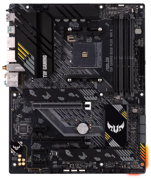 Материнская плата ASUS TUF GAMING B550-PLUS WIFI II,  Socket AM4, B550, 4*DDR4, HDMI+DP, CrossFireX, SATA3 + RAID, Audio, 2,5Gb LAN, USB 3.2*8, USB 2.0*6, COM*1 header (w/o cable) ATX ; 90MB19U0-M0EAY0