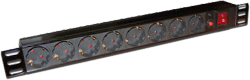 Блок розеток LANMASTER - TWT-PDU19, 10A, out (220V 8xSchuko), Горизонтальный, выключатель, 1U, TWT-PDU19-10A8P