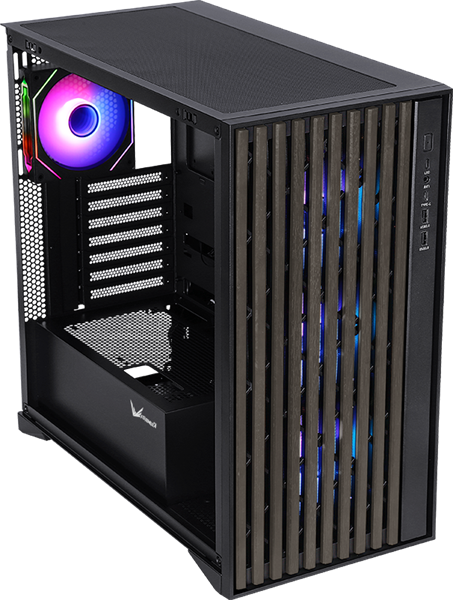 корпус Formula V Line TimberLine T0 Black, ATX, wood+plastic front, TYPE-C*1, USB3.0*2, FRONT 3x120mm FRGB, REAR 1x120mm FRGB (незначительное повреждение коробки)