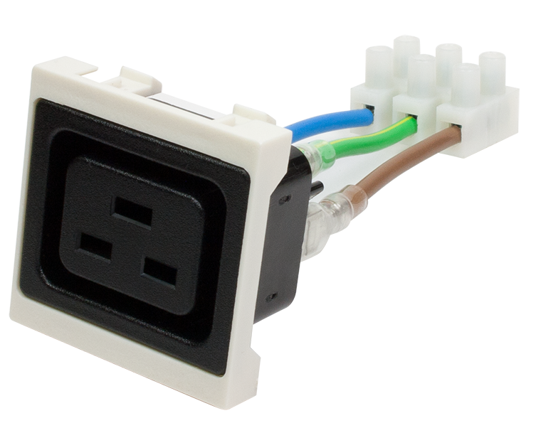 LAN-SIP-23IEC-C19 Гнездо IEC 60320 C19, 16A, 250V, формата  Mosaic, 45x45 мм