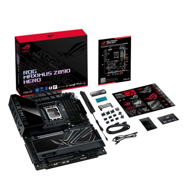 Материнская плата ASUS ROG MAXIMUS Z890 HERO, LGA1851, Z890, 4*DDR5, 4*SATA, 6*M.2, 8*USB 3.2, Type-C, 2*PCIx16, 1*PCIx1,  2*Thunderbolt™ 4, HDM, ATX; 90MB1ID0-M0EAY0