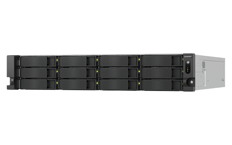Система хранения данных QNAP ENTERPRISE 2U/12bay 8C 5,3GhzCPU/32Gb(up128)/upto 108HDD with TL-R1620Sep/SATA(3,5" 2,5")/2xUSB3.2/3xExp.slot/2x2.5GbE 2X10Gb(BASE-T)/iSCSI/2xPS/no rail(RAIL-B02)/5YW TS-h1277AXU-RP-R7-32G-EU-RU