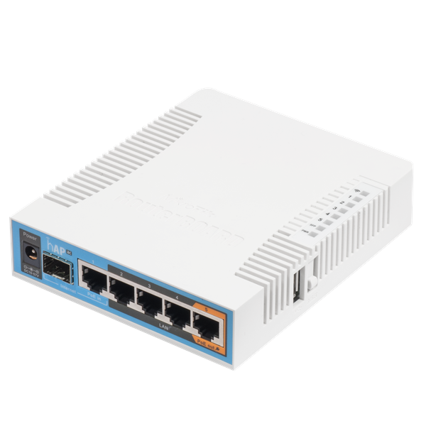 Точка доступа wi-fi MikroTik hAP ac  with 720MHz CPU, 128MB RAM, 5x Gigabit LAN, built-in 2.4Ghz 802.11b/g/n three chain wireless with integrated antennas, built-in 5Ghz 802.11ac thr (незначительное повреждение коробки)