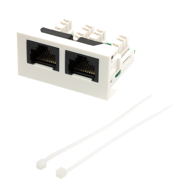 LAN-WA-LP-2x45/5E-WH Вставка Mosaic 22.5x45  2xRJ45 Cat.5e, белая