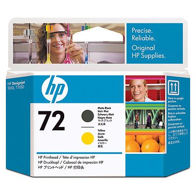 Печатающая головка Печатающая головка HP 72 для DesignJet T1100/T1120/T1200/T1300/T2300/T610/T620/T770/T790/T795, матовая чёрная + жёлтая