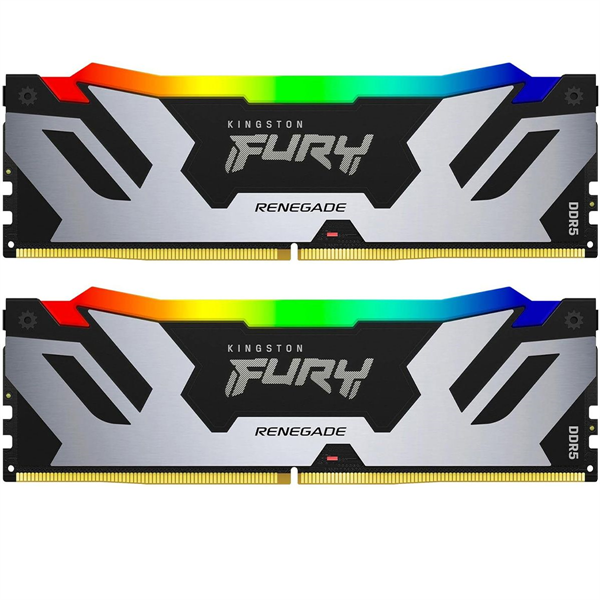 Оперативная память Kingston Fury Renegade, DDR5, 32Gb (2x16Gb), 8000MHz, CL38, DIMM, радиатор, RGB, серебристый/черный
