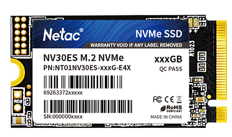 SSD накопитель Netac SSD NV30ES 128GB PCIe 3 x4 M.2 2242 NVMe 3D NAND, R/W up to 3300/2800MB/s, 3y wty, (replaced NT01N930ES-128G-E2X)