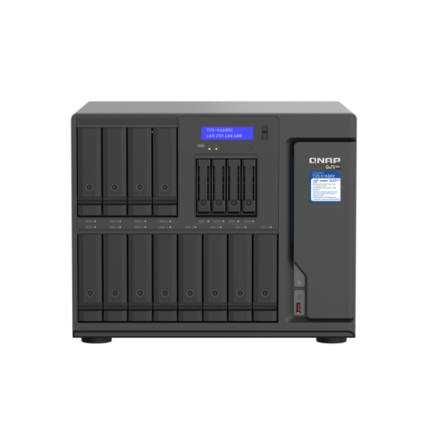 Система хранения данных QNAP ENTERPRISE Tower Xeon W-1250(6C) 3,3GHz CPU/32Gb/upto 12HDDs SATA(3,5" 2,5")/ 6HDDs (2,5")/2xM.2 NVMe/6xUSB3.1/1xHDMI/3xExp.slot/4x2,5Gb 2x10GbE/iSCSI/1xPS/5YW TVS-h1688X-W1250-32G-EU-RU