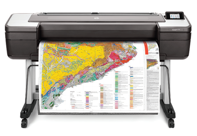 Широкоформатный принтер HP DesignJet T1700dr (44",2400x1200dpi, 26spp(A1), 128Gb(virtual), HDD500Gb, host USB type-A/GigEth,stand,sheet feed,2 rollfeed,autocutteTouchScreen, 6 cartridges/3 heads)
