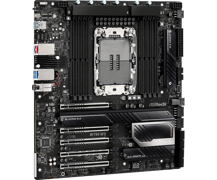 Материнская плата ASROCK W790 WS R2.0, Intel® W790, 8*DDR5, 8*SATA, 4*M.2, 5*USB 3.2, 2*USB 2.0, 5*PCIx16, EATX