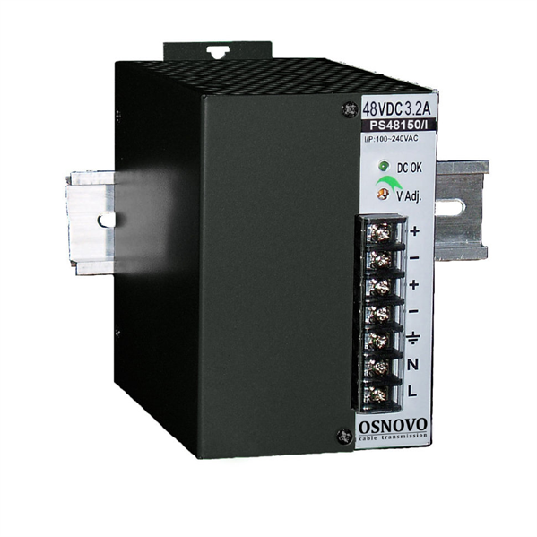 Промышленный блок питания OSNOVO PS-48150/I Промышленный блок питания. DC48V, 3.2A (150W). Диапазон входных напряжений: AC195-265V. КПД: 83%. Регулировка выходного напряжения в диапазоне 45-53V. Защита от короткого замыкания,