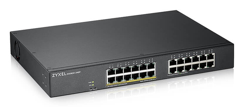 Коммутатор Smart L2 PoE+ Zyxel GS1900-24EP, rack 19", 24xGE (12xPoE+), бюджет PoE 130 Вт