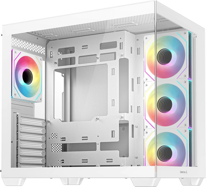 корпус Deepcool CG530 4F WH без БП, боковое окно (панорама), 3x120мм ARGB Reverse вентилятора на боковой стенке, 1x120мм ARGB вентилятор сзади, белый, ATX (R-CG530-WHADA4-G-1)