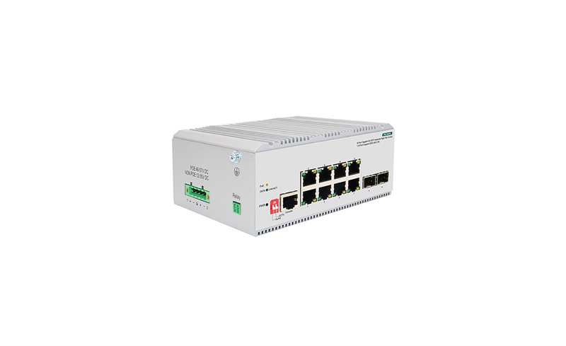 Коммутатор ORIGO Промышленный неуправляемый PoE-коммутатор, 8x1000Base-T PoE, 2x1000Base-X SFP, PoE-бюджет 185 Вт, защита от статического электричества до 4  кВ, -40..75°C