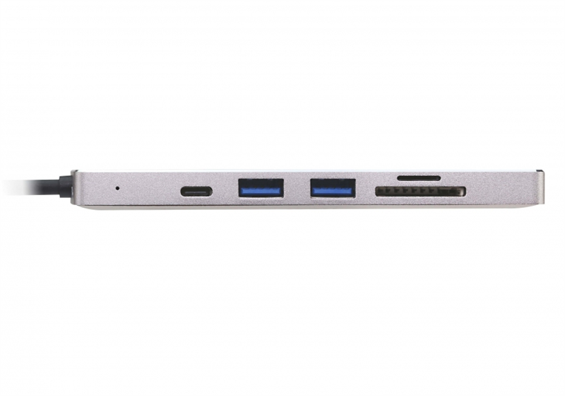 1 разъём HDMI м-м на  выноске 25,4 см, 1 разъём RJ-45 м–м на кабеле CAT 5e ATEN USB-C Multiport Mini Dock - PD60W (после тестирования)