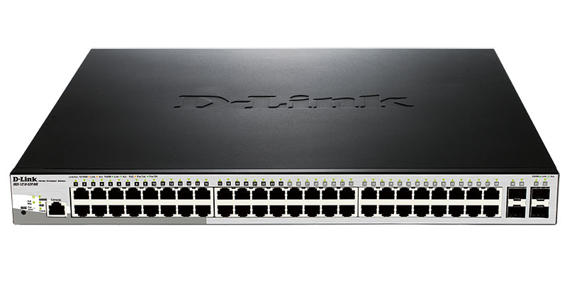 Коммутатор D-Link DGS-1210-52P/ME/B1A, L2, 48×1GbE PoE, 4×SFP, PoE 193W