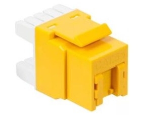 Модуль коммутационный LANMASTER - TWT-OK, со шторкой, RJ-45, UTP, кат. 5e, 180 градусов, цвет жёлтый, LAN-OK45U5E/180P-YL