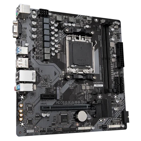 Материнская плата GIGABYTE B650M S2H, AM5, B650, 2*DDR5, 4*SATA, 1*M.2, 2*USB 3.2, 4*USB 2.0, 1*PCIx16, 1*PCIx1, DP+HDMI, mATX