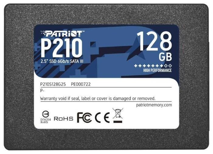Твердотельный накопитель Patriot SSD P210 128GB SATA3 2.5" R450/W430 TBW 60TB 3D NAND