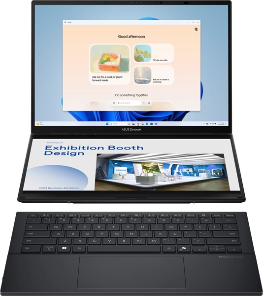 Ноутбук ASUS Zenbook Duo UX8406CA-QL211X Intel Core Ultra 9 285H/LPDDR5X 32GB 1TB/Intel Arc Graphics /14" FHD(1920 x 1200)OLED 16:10 TOUCH,WiFi 7+BT 5.4/ WIN11 PRO/1.39 kg/Inkwell Gray/Stylus+Sleeve