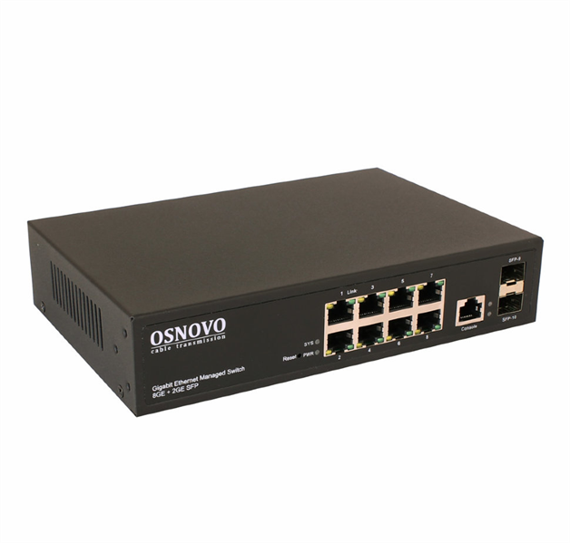 Коммутатор OSNOVO SW-70802/L2, L2+, 8×1GbE, 2×SFP
