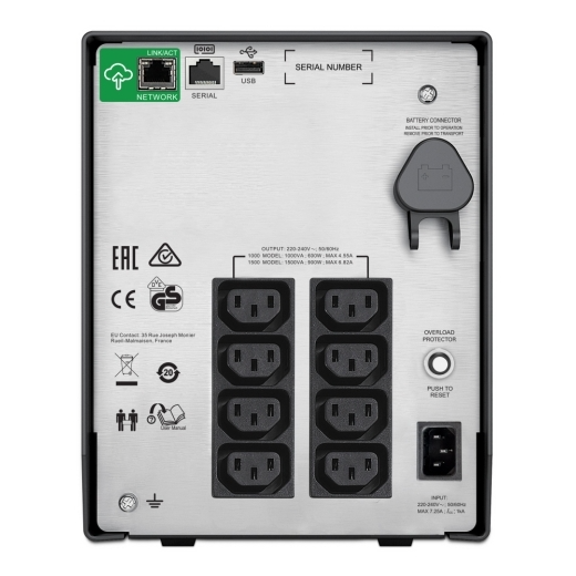 Источник бесперебойного питания APC Smart-UPS C 1500VA/900W, 230V, Line-Interactive, LCD, Out: 8xC13, 1 year warranty (замена SMC1500I)