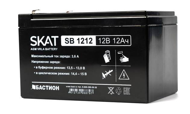  (2535) Бастион SKAT SB 1212 АКБ СК 12В/12 Ач/F1/Срок службы 6 лет/1,5 л.г