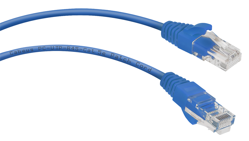 Патч-корд Cabeus PC-UTP-RJ45-Cat.5e-5m-BL Патч-корд U/UTP, категория 5е, 2xRJ45/8p8c, неэкранированный, синий, PVC, 5м