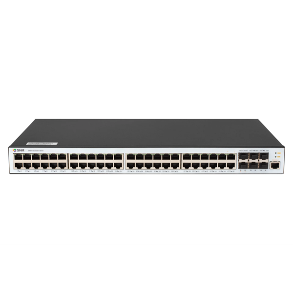 Коммутатор SNR Управляемый коммутатор уровня 2+, 48 портов 10/100/1000Base-T, 6 портов 1/10G SFP+