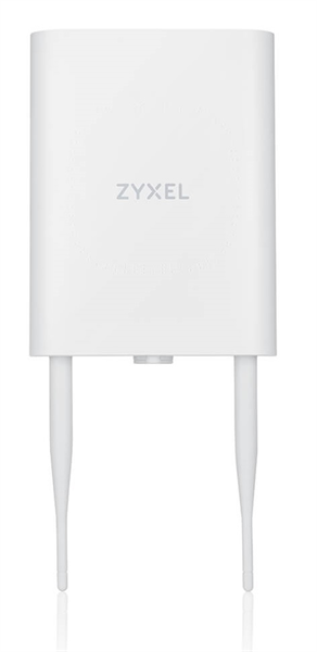 Точка доступа/ Zyxel Zyxel NebulaFlex NWA55AXE hybrid outdoor access point, 802.11a / b / g / n / ac / ax (2.4 and 5 GHz), external 2x2 antennas (included), up to 575 + 1200 Mbps, 1xLAN GE, anti- 4G / 5G, no Captive portal and WPA-Enterprise support, IP55, PoE only, PoE injector included