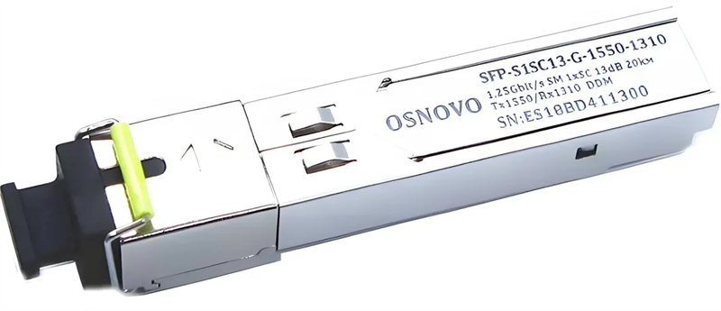 Oптический SFP модуль OSNOVO SFP-S1SC13-G-1550-1310 Оптический SFP Модуль. Одно волокно Single Mode. Скорость: до 1,25 Гбит/c. Тип разъема: SC. Оптический бюджет: 13дБ. Расстояние передачи - до 20км. Рабочая длина волны,нм