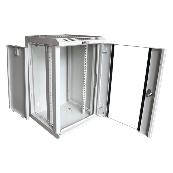 Шкаф коммутационный Lanmaster (TWT-CBW10G-6U-3X3-GY) настенный 6U 312x300мм пер.дв.стекл 30кг серый IP20 сталь