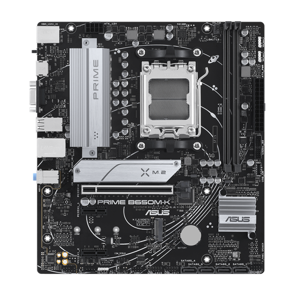 Материнская плата ASUS PRIME B650M-K, AM5, B650, 2*DDR5, 4*SATA, 2*M.2, 4*USB 3.2, 4*USB 2.0, 2*PCIx16, 2*PCIx1, VGA+HDMI, mATX; 90MB1F60-M0EAY0