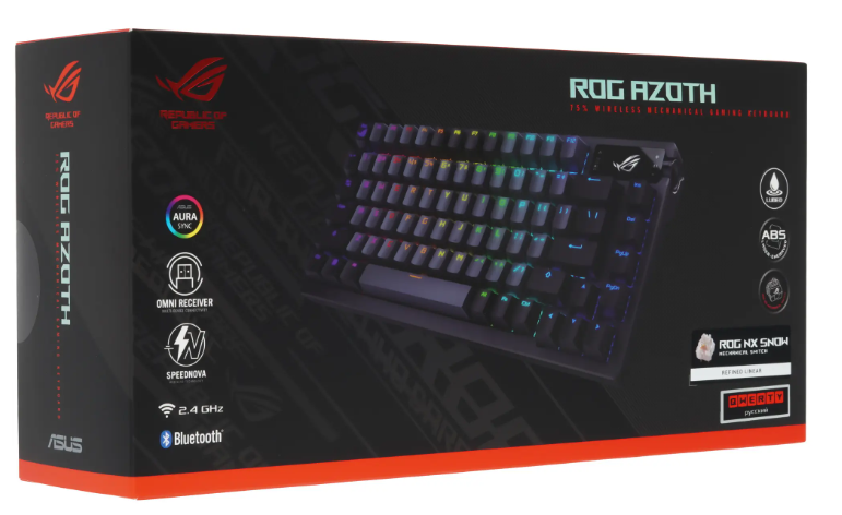 Клавиатура ASUS M701 ROG AZOTH, Wired, 2,4Hz, Bluetooth 5.1, 75%, PBT, RGB, Black
