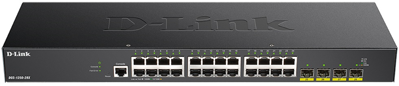 Коммутатор D-Link Управляемый L2 коммутатор, 24x1000Base-T, 4х10GBase-X SFP+, CLI, консольный порт RJ-45