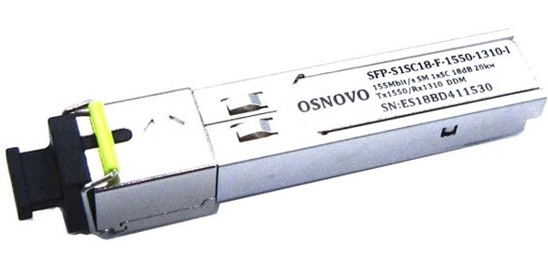 Промышленный оптический SFP модуль OSNOVO SFP-S1SC18-F-1550-1310-I Оптический SFP Модуль промышленный. Одно волокно Single Mode. Скорость: до 155 мбит/c. Тип разъема: SC. Оптический бюджет: 18дБ. Расстояние передачи - до 20км. Рабочая