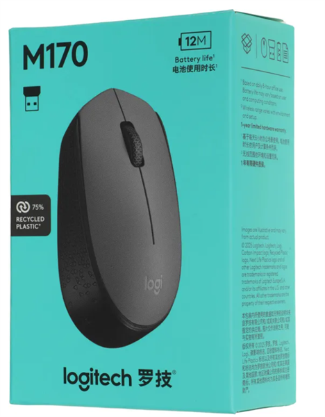 мышь Logitech Wireless Mouse M170, Grey, CN, [910-004642/910-004646] (незначительное повреждение коробки)
