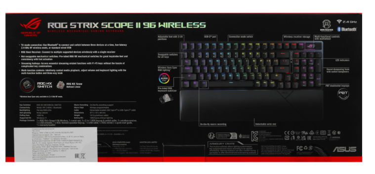 Клавиатура ASUS ROG Strix Scope II X ROG NX Snow V2 проводная, USB Type-A, чёрный