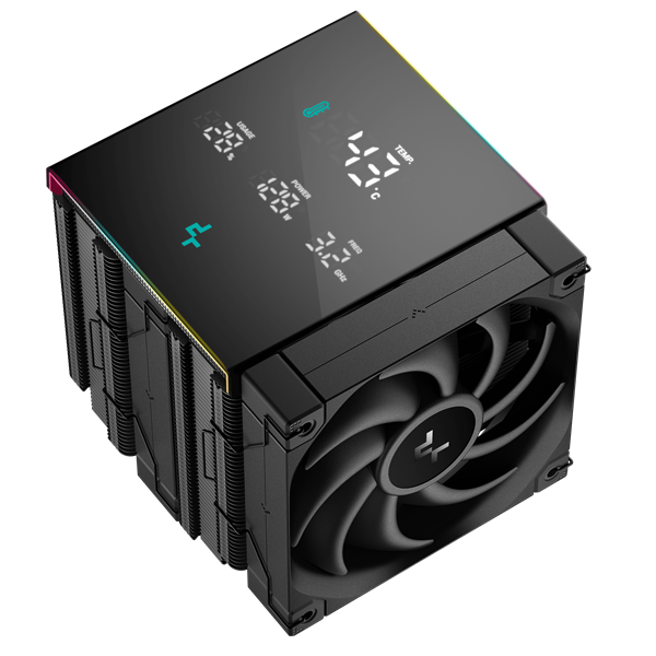 Кулер для процессора DEEPCOOL AK620 DIGITAL PRO LGA20XX/1700/1200/115X/AM5/AM4 (8шт/кор, TDP 260W, PWM, DUAL Fan 120mm, 6 тепл. трубок, ARGB, черный) RET (R-AK620-BKAPMN-G)