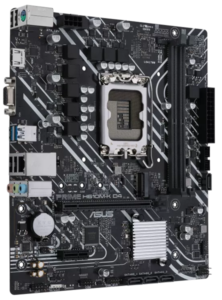 Материнская плата Asus - PRIME H610M-K D4, mATX, Intel H610, 1xLGA 1700, 2xDDR4 до 64ГБ, 1x1GbE, audio, M.2, VGA, HDMI, 1xPS/2, 4xSATA, 4xUSB2.0, 2xUSB3.2, PRIME H610M-K D4