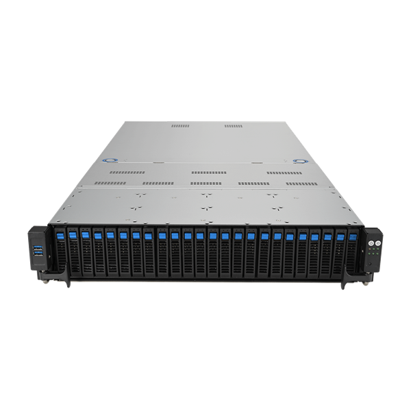 Сервер ASUS RS720-E11-RS24U 2U, 2xLGA4677, 32 DIMM DDR5, 24x 2.5"(12x NVMe+12x NVMe/SATA/SAS* hs), 2 x M.2 slot 2280, 2x10Gbe RJ45, 1 dual-slot GPU, 4 slots PCIe 5.0, 1x OCP 3.0, 2x2600W