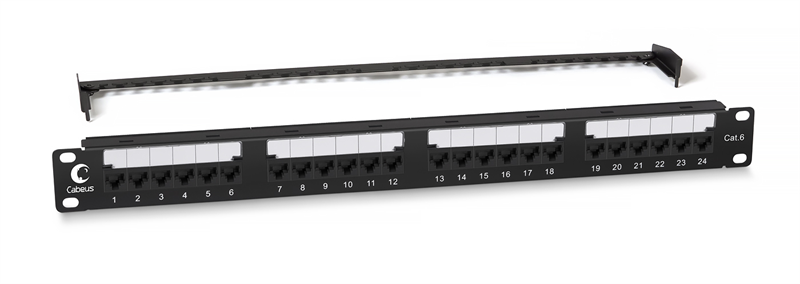 Cabeus PL2-24-Cat.6-Dual IDC Патч-панель 19" (1U), 24 порта RJ-45, категория 6, Dual IDC, с задним кабельным организатором, new
